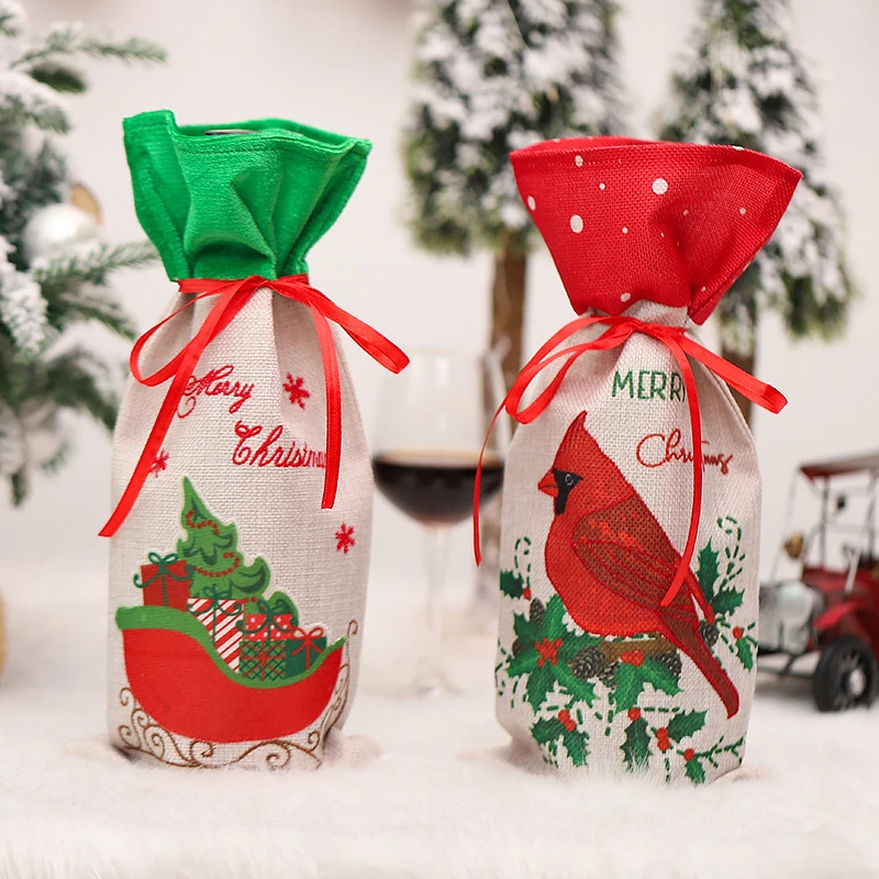 

Новогодний 2023 Рождественский пылезащитный чехол для винной бутылки, рождественские украшения для дома, дизайнерские подарочные пакеты для...