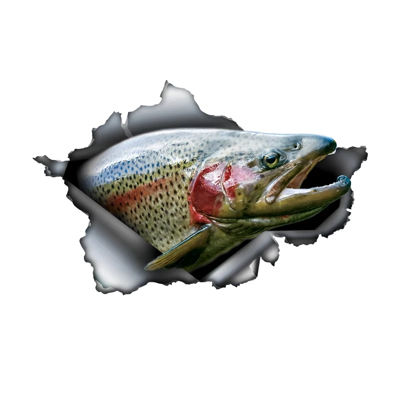 

DK537 # Автомобильные наклейки с радужной форелью, водонепроницаемые наклейки с животными из ПВХ с 3D-эффектом, блокирующими царапинами и увеличенными забавными автозапчастями