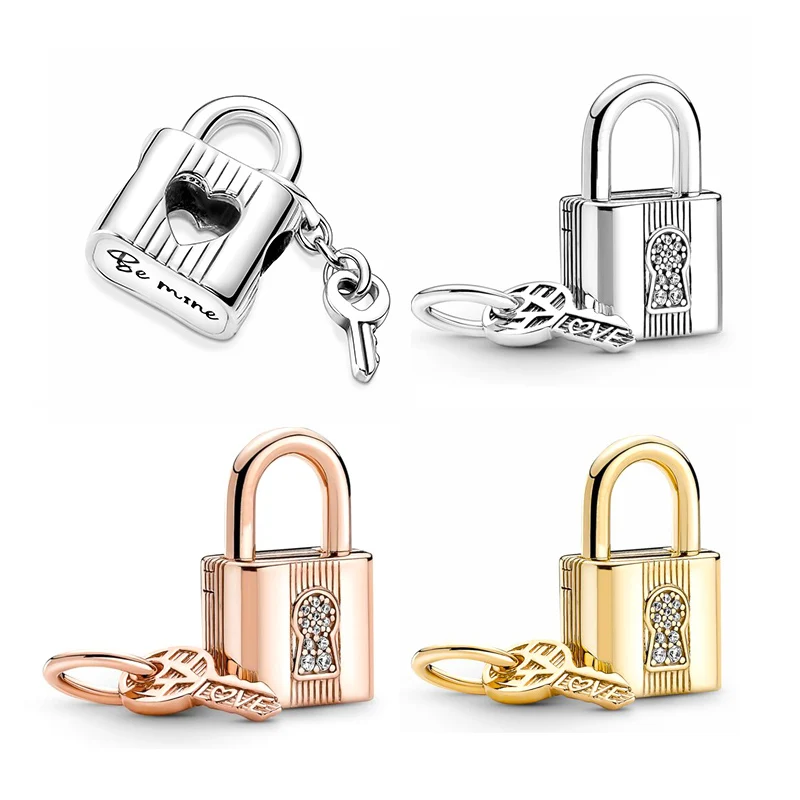 

Couple Moments Charms 2022 Padlock & Key Dangle Charm Fit Original Pandora Charms Bracelet for Women Fine Diy Jewelry Gift