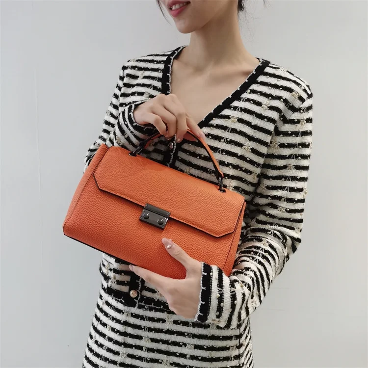 

high quality luxury brand 2023 New Cowhide Leather Women's Urban Simple Fashion Handheld Crossbody Kelly Bag