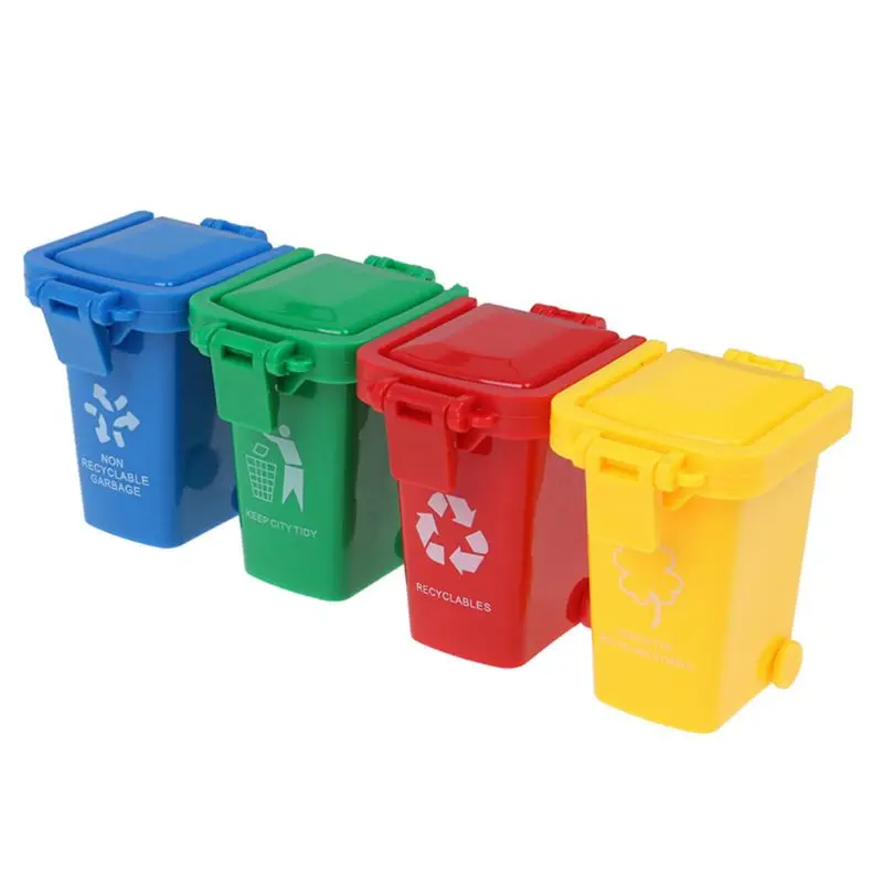 

4 Pcs/Set Mini Trash Can Garbage Bin Peony Parrot Intelligence Training Toys