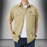 40hot men shirt solid color lapel single breasted casual cargo shirt for daily wear