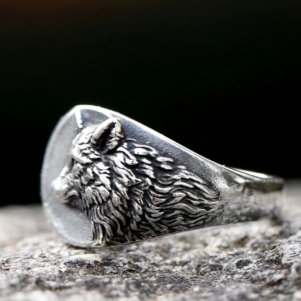 Мужское кольцо с волком Тора из нержавеющей стали 316L в скандинавском стиле 2023