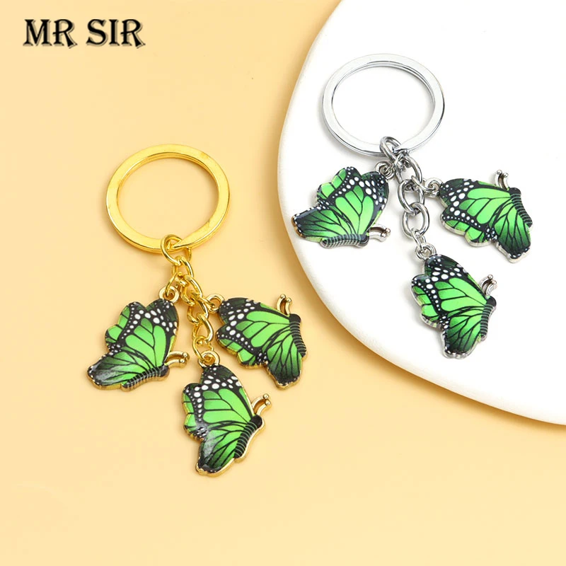 

Colorful Butterfly Enamel Keychains Cute Cartoon Insect Pendant Keyrings For Women Girls Handbag Car Key Holder Handmade Jewelry