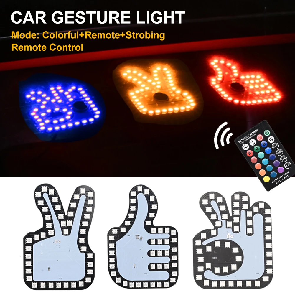 

Car Gesture Light USB Powered Funny Finger Light with Remote Interesting Warning Light Rear Windshield LED Sign Car Accessories