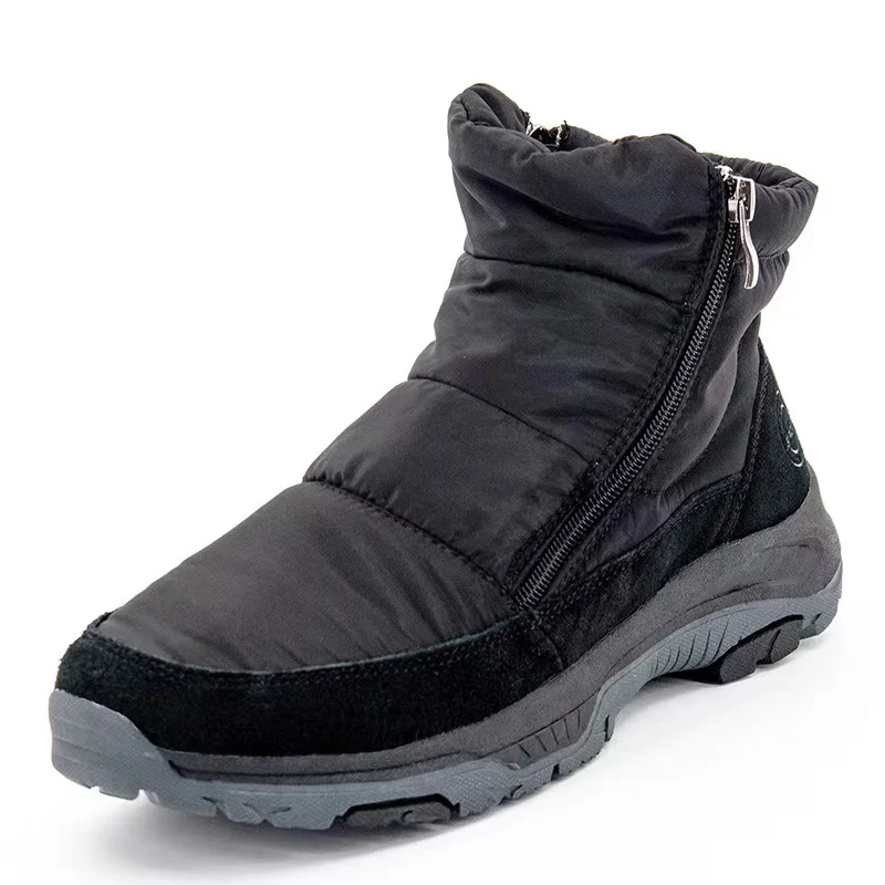 Cashmere Men Snow Boots Double Zipper Anti-cold Boots Waterproof Winter Warm Shoes Male Cotton Shoes