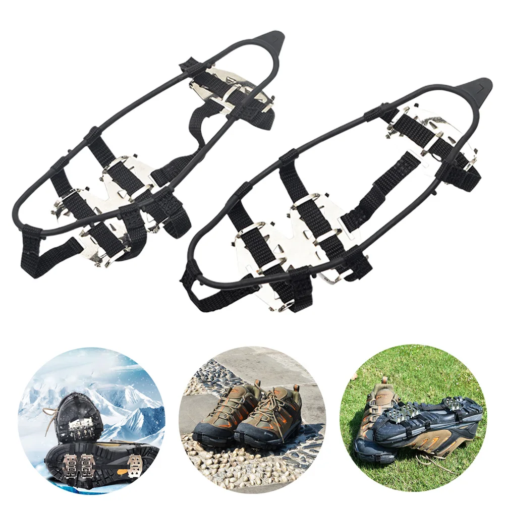 

1 Pair 24 Studs Anti-Skid Ice Grips Crampons Snow Ice Climbing Shoe Spikes Grip Cleats Shoe Cover High Quality Rustproof Spikes