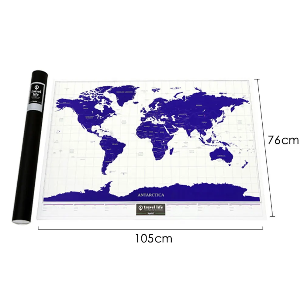 

Large Luminous Deluxe Scratch Map Posters and Prints Wall Sticker Deluxe map scratch travel scratch off maps With Tube