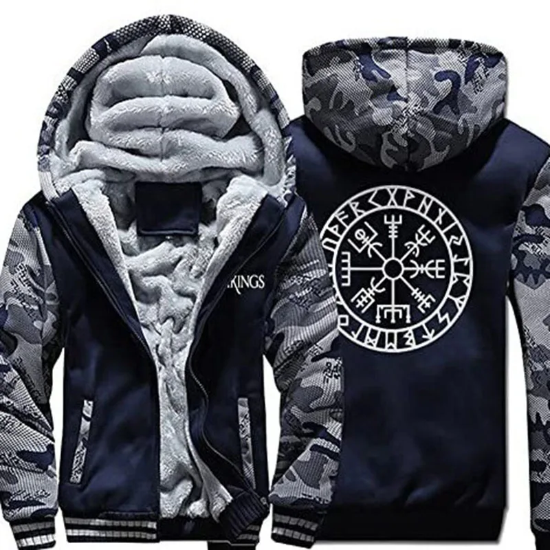 Зимняя Мужская Утепленная флисовая толстовка с капюшоном молния флис теплые