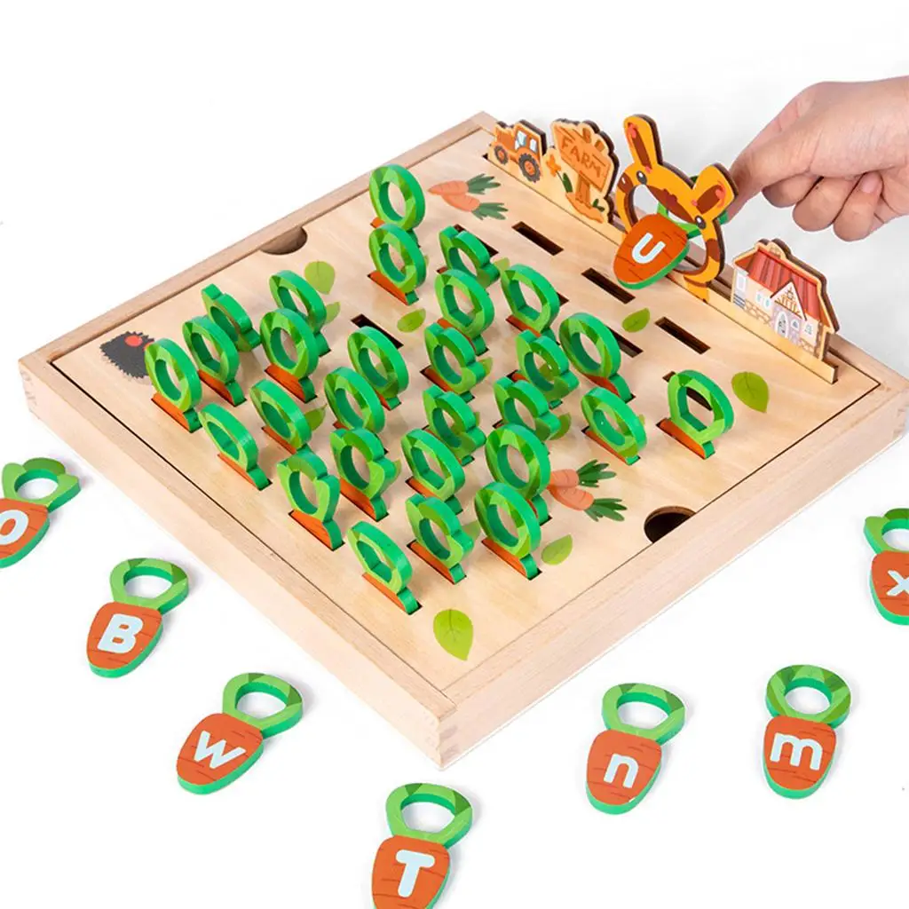 

Montessori Wooden Toys Alphabet Collected of Carrots Letters for
