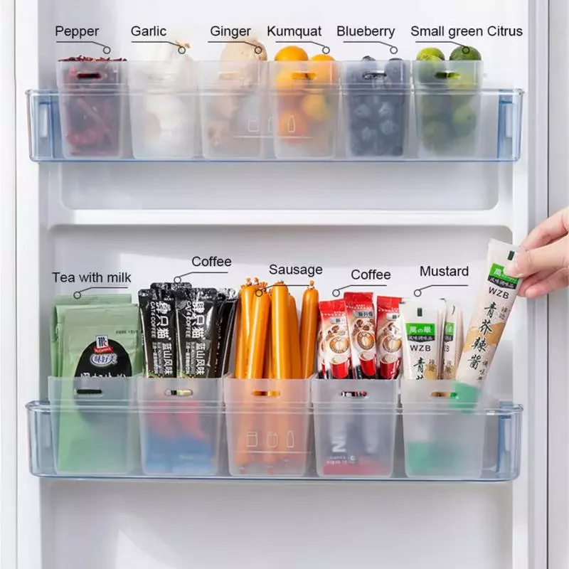 

2PCS Refrigerator Organizer Bins Refrigerator Drawer Organizer Transparent Fridge Storage Bin Kitchen Organizers Seasoning Stora