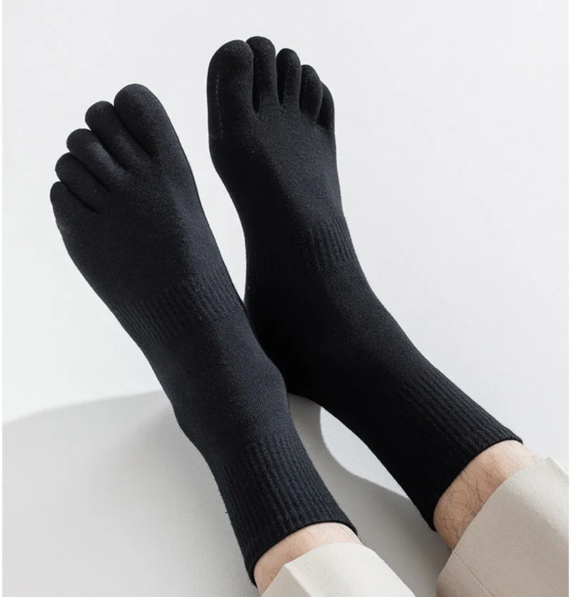 

10 Pairs Socks for Men Five Fingers Pure Cotton Spring Autumn Breathable Business Leisure Mid-tube Split Toe Socks Deodorant Sox