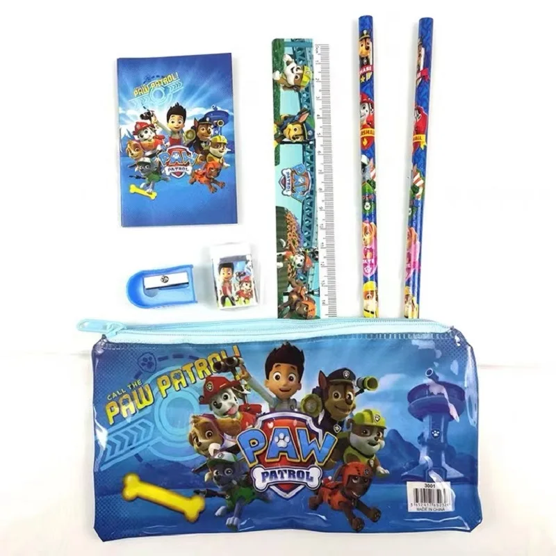 

7 Pcs/Set Paw patrol Anime Stationery Set Bags Children's Cute Cartoon Student Pencil Box Stationery Set Figure Toys Gifts