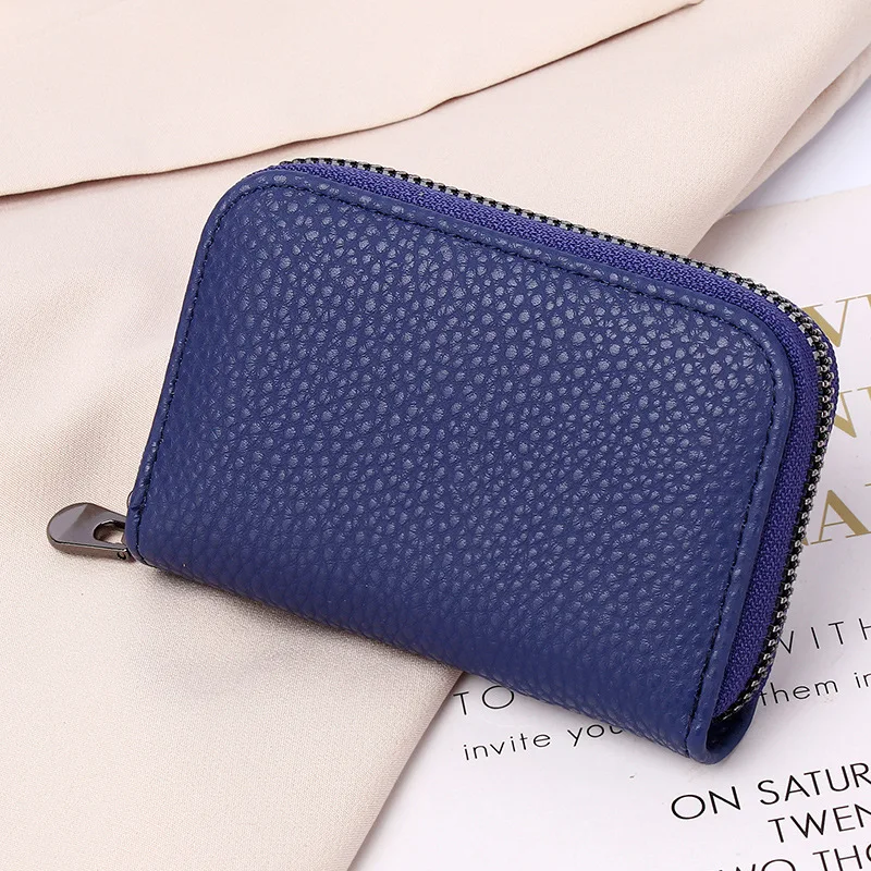 Classic Rfid Credit Card Holder Mini Leather Purse Multi Card Slot Zipper Wallet PU Money Man Bag High Quality Women Coin Clip