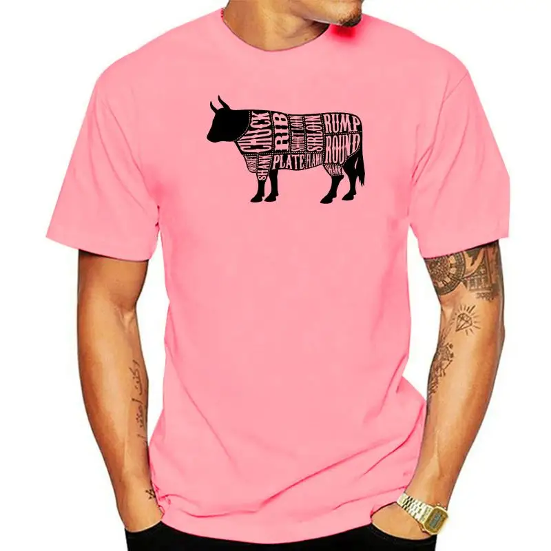 

Simple Short-Sleeved Cotton T-Shirt Cuts of Meat Beef Cow Butcher Burger Steak Chef Cook Adult T-shirt Tshirt Tee O-Neck T Shirt