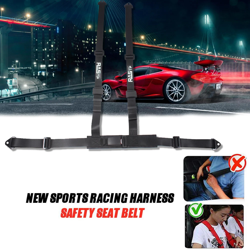

New Four-Point Seat Belt For Racing Trucks 2 Inch Big Black Buckle Seat Belt Car Buckle Wiring Harness For Car RS-BAG048