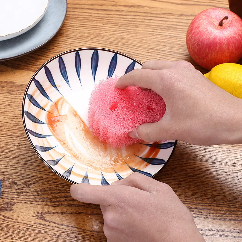 

Creativity Dishwashing Sponge Smile Household Kitchenware Bathroom Cleaning Tools Scouring Oil Absorbing Scouring Pad