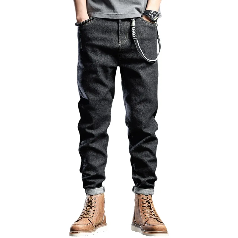 2022 New Men Jeans Fashion Baggy Straight Leg Pants Black Blue Jean Streetwear Casual Denim Trousers