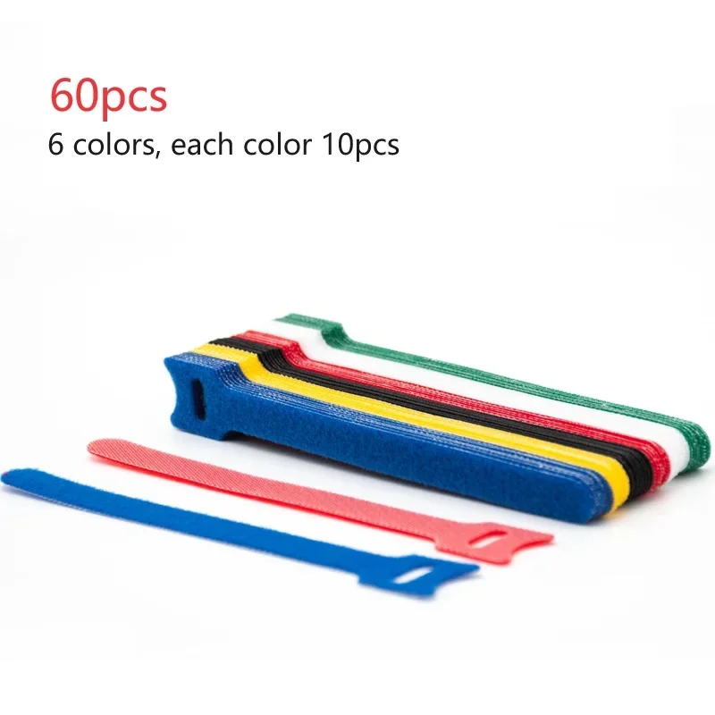 Releasable Cable Ties Durable and Soft Nylon Strap Reusable Velcro Organizer Tool Self-Adhesive Tapes
