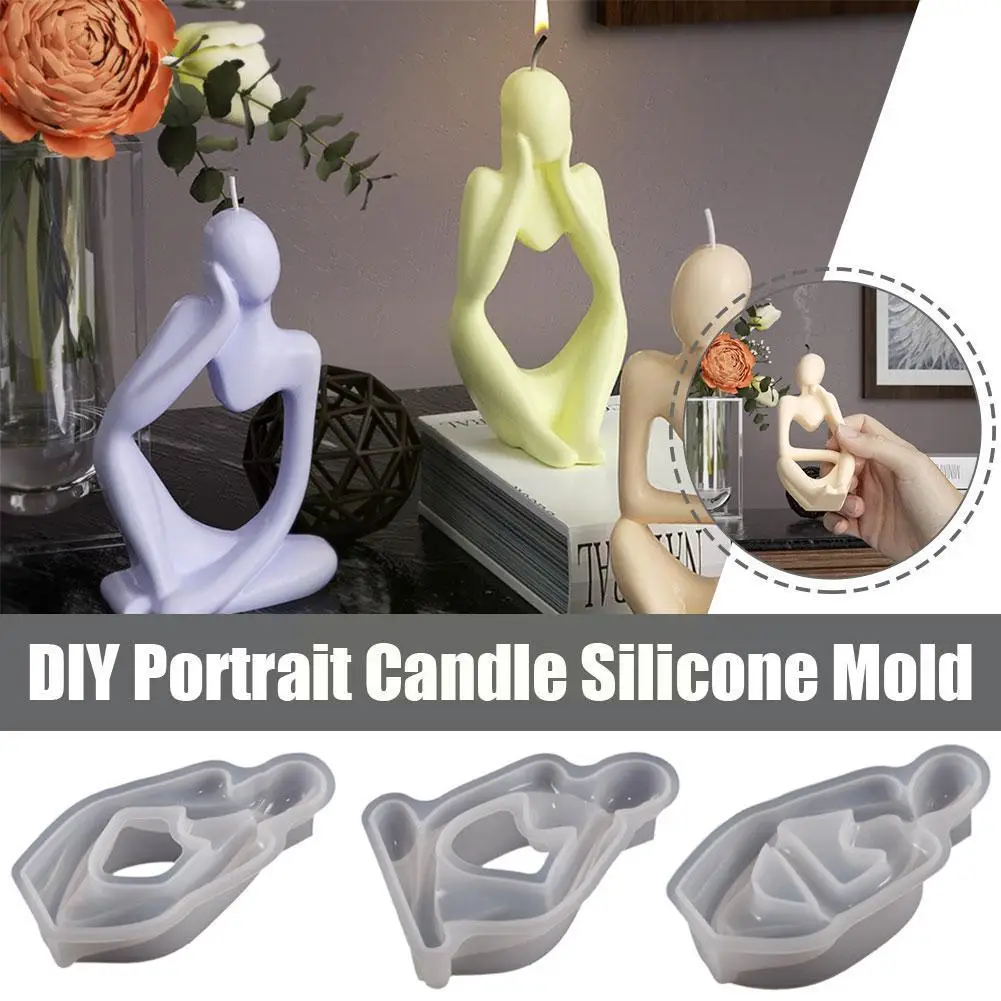 

DIY Human Body Silicone Mold Nordic Art Abstract Thinker 3D Home Model Plaster Resin Mold Casting Decor Mould Statue Human X7I6