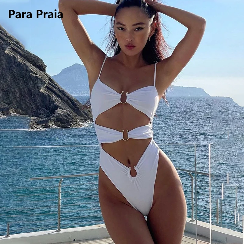 

Женский сплошной купальник Para Praia, сексуальный женский купальник, монокини с вырезами, купальный костюм с высокой талией, пляжная одежда, 2024