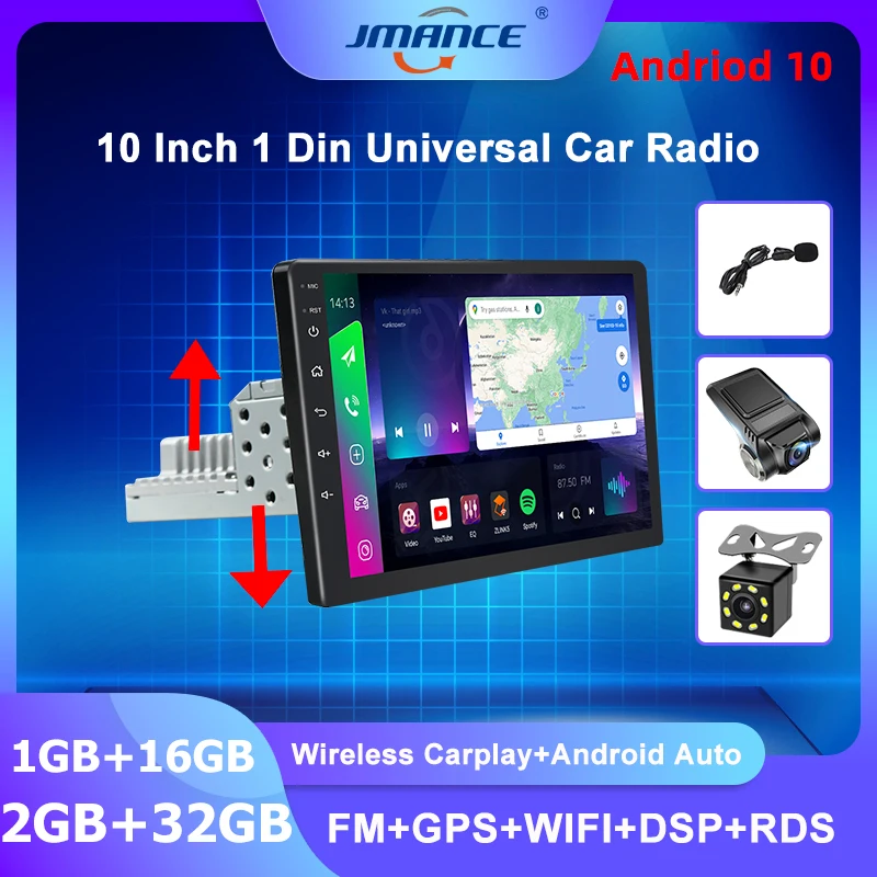 Автомагнитола JMANCE мультимедийный плеер на android 10 с &quotэкраном GPS 2 Гб ОЗУ 32 ПЗУ для