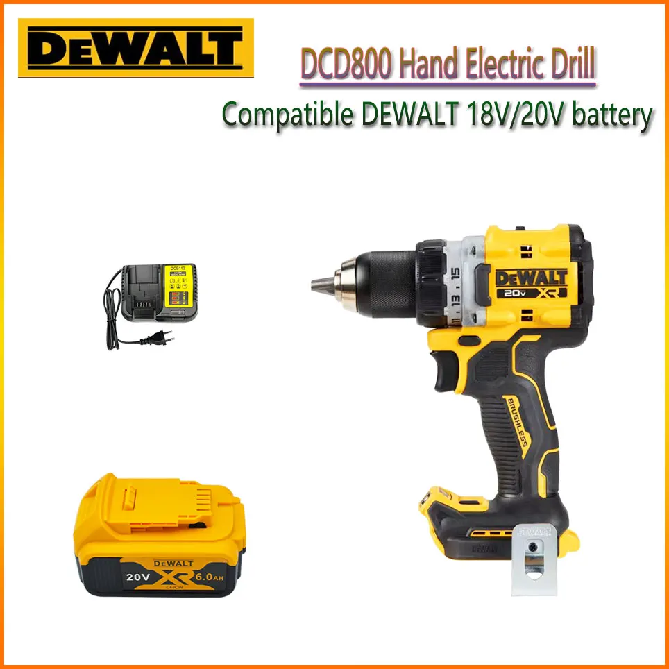 20V XR Cordless Electric Driver DEWALT DCD800 Brushless 1/2-in Drill Compact Hand Electric Screwdriver