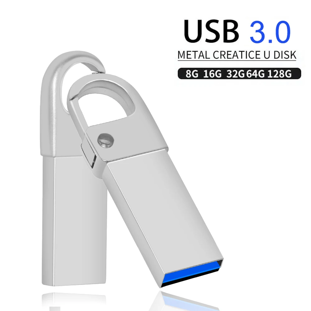 

USB 3.0 Flash Drive Full Metal Pen Drive Key Ring Waterproof U Flash 128GB 64GB 32GB 16GB USB Stick Pendrives U disk