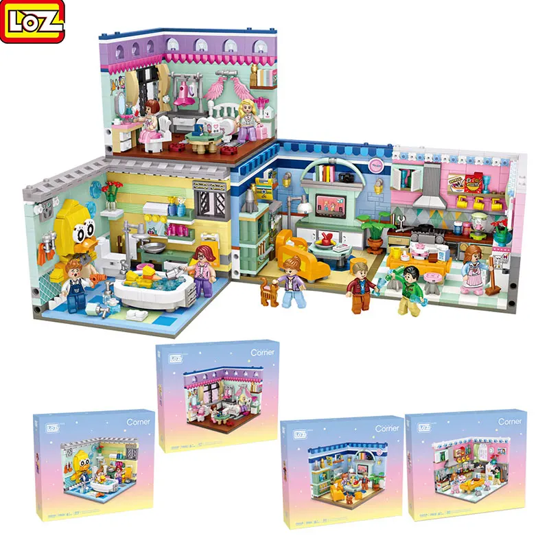 

LOZ Creative Mini Blocks Kids Building Cute Home Furnishings Upholstery Home Toys Boy DIY Girls Fine Particle Puzzle 4IN1 Room