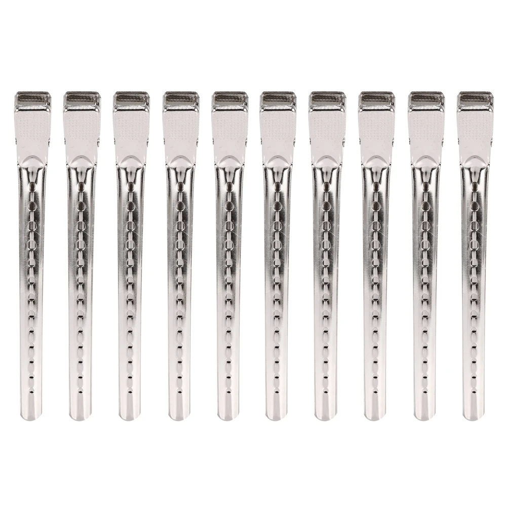 

10Pcs/Set Silver Professional Prong Alligator Hair Clips Duck Mouth Hairdressing Metal