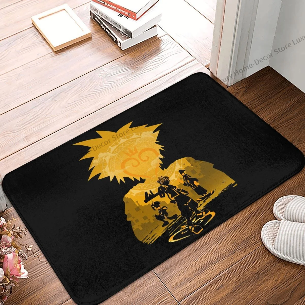 

Kingdom Hearts Bathroom Non-Slip Carpet Keyblade Sora Silhouette Flannel Mat Welcome Doormat Home Decor Rug