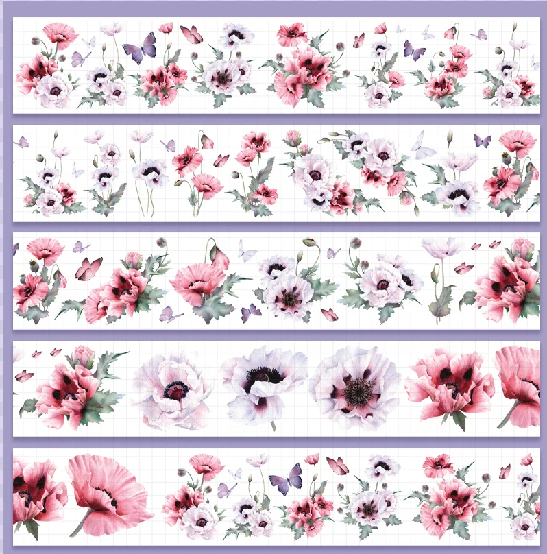 

10 Meter Pink Floral New Pet Tape Fresh Flower Collage Decoration Basic