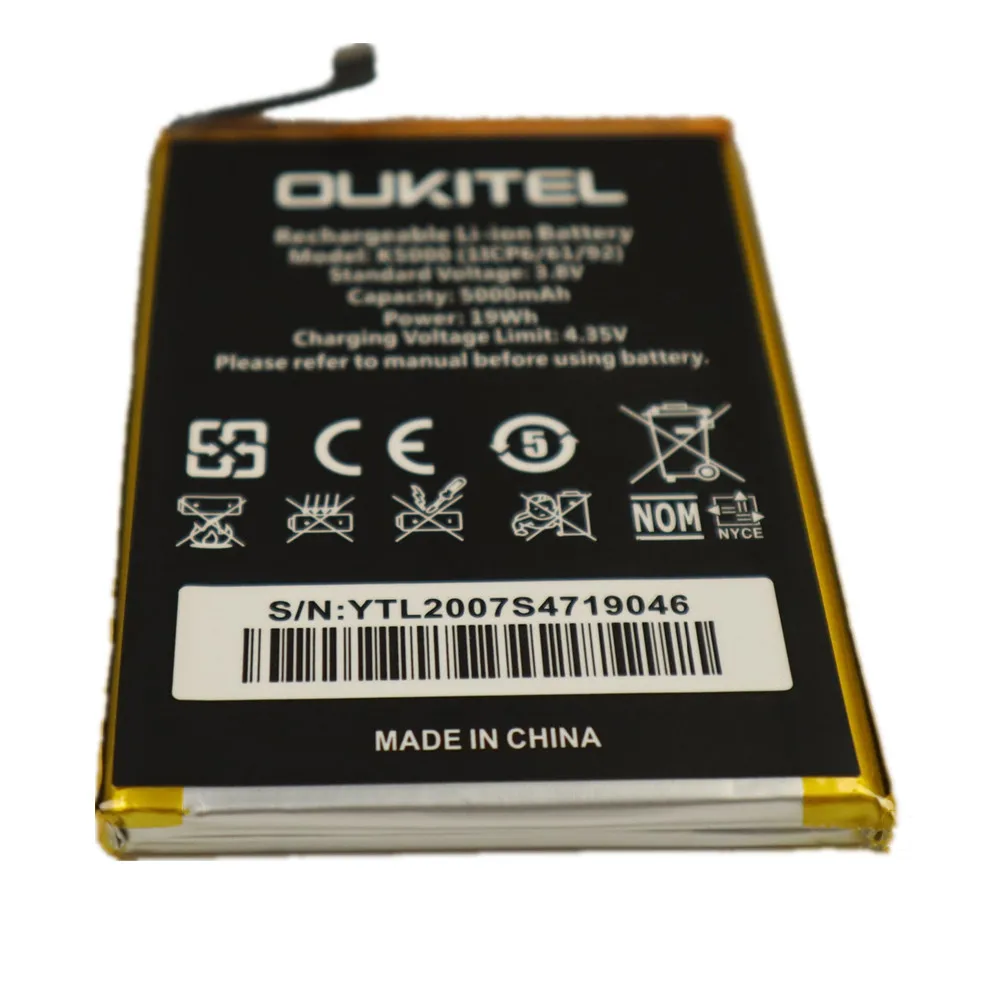 100 original 5000ah k5000 battery for oukitel k5000 k 5000 phone high quality batteries with tracking number free global shipping
