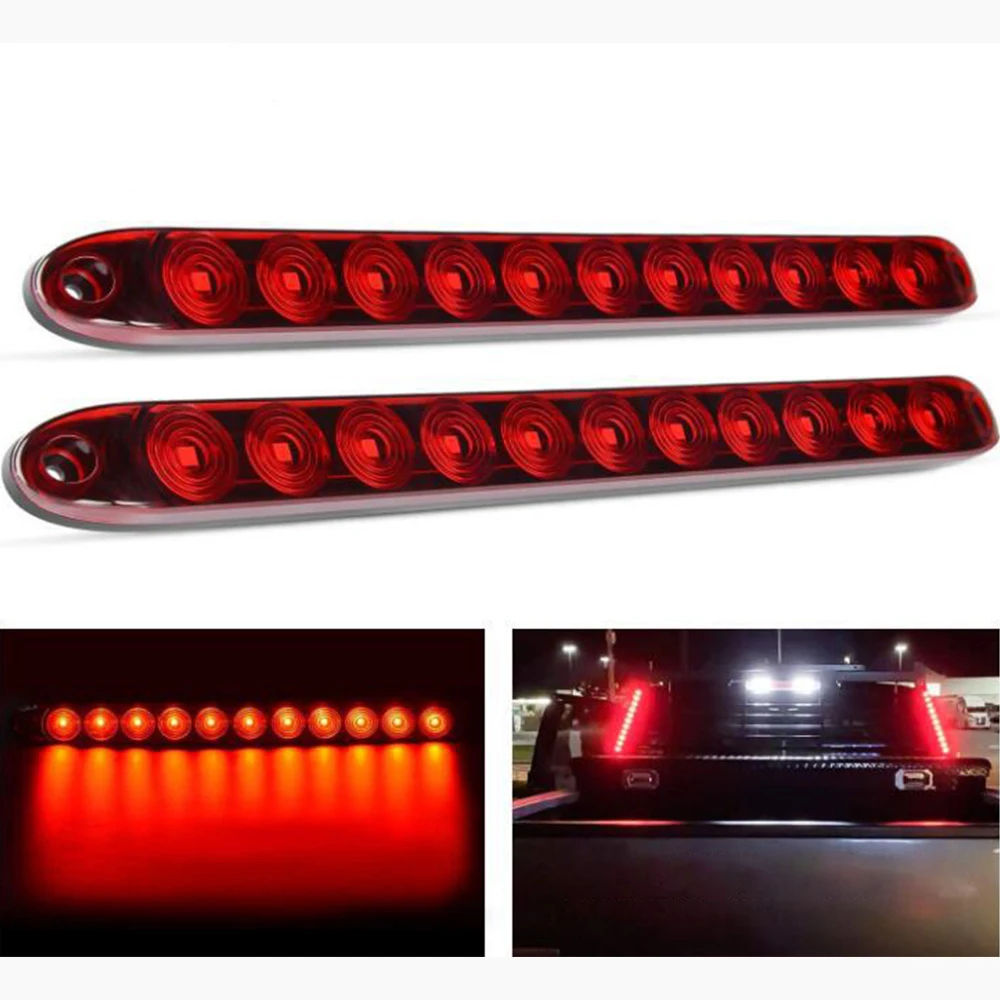 

2PCS Car Side Light 16Inch 11LED Red/Amber Trailer Light Bar For Turn Signals Brake Light Truck Waterproof Car Lights Accessory