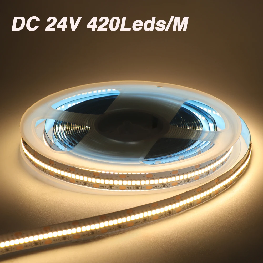 DC 24V LED Strip SMD 2025 420Leds/M Super Brighter IP20 IP67 Waterproof Flexible Ribbon Tape Rope Lights