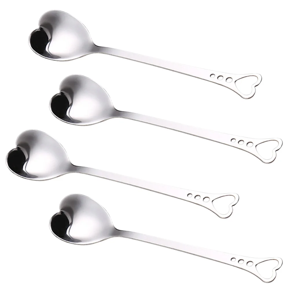 

4Pcs Heart Shape Spoons Stainless Steel Spoons Scoop Dessert Spoon Spoons Stirring Spoon for Tea Sugar Coffee