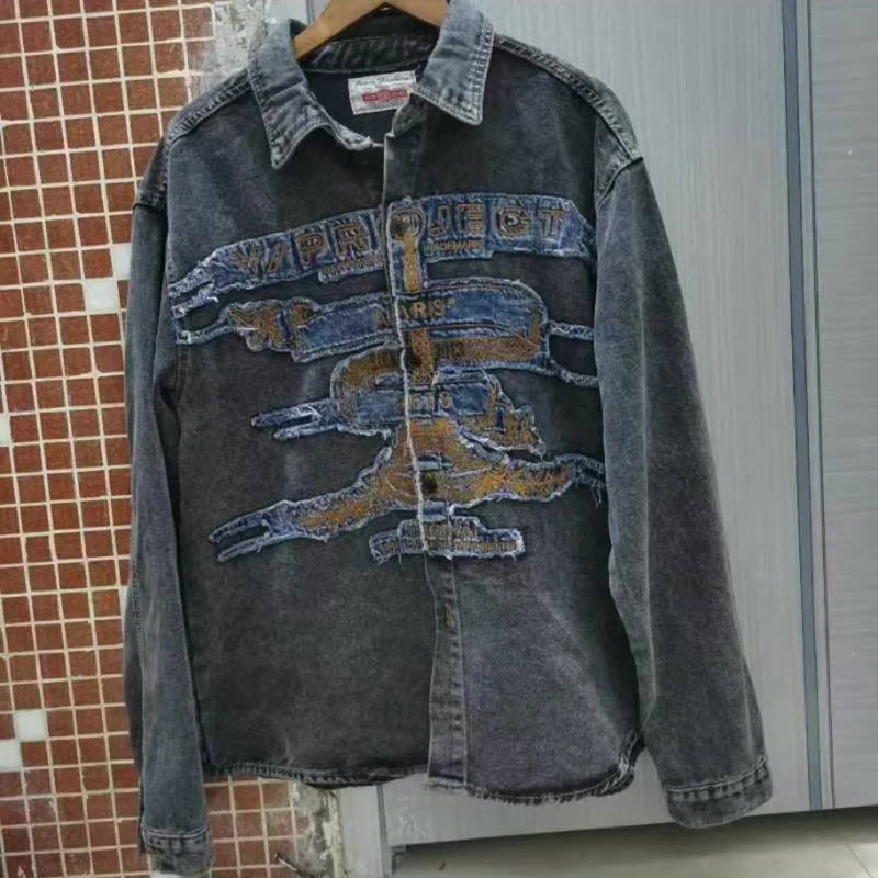 24ss хип-хоп модный джинсовый топ KANYE WEST высокого качества с вышивкой в стиле