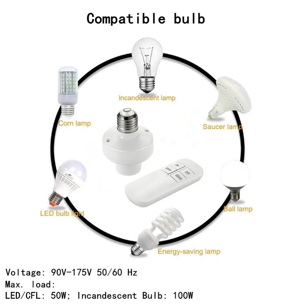 

With Timer Bulb Base Holder New With Remote Controller Lamp Holder 110v 220v Lamp Bases Hot Wireless Remote Control Smart Home