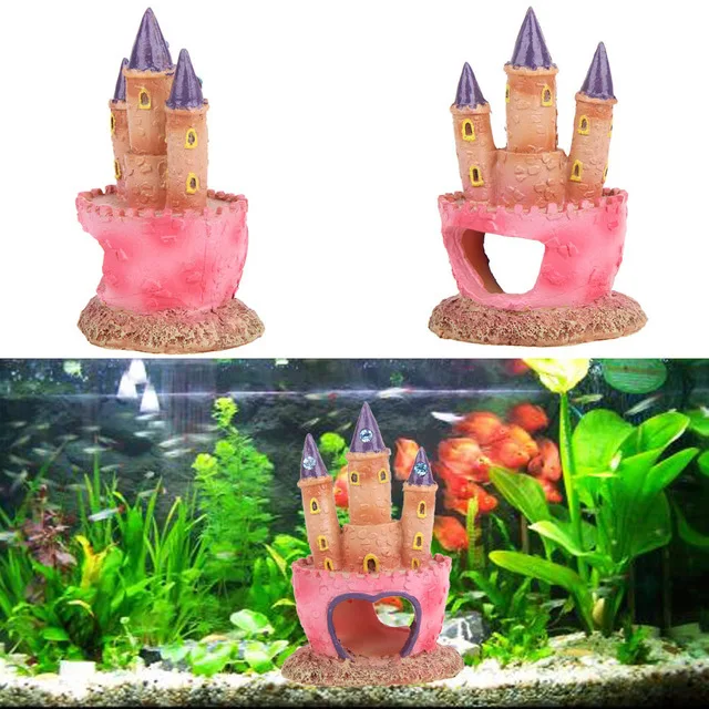 Newest Pink Princess Castle Fish Cave Aquarium Ornament Fish Tank Decoration