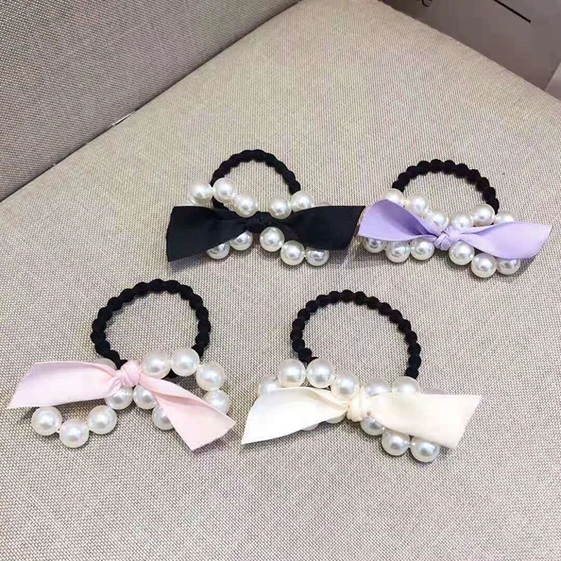 

Fashion Ribbon Pearl Hair Rope Hair Ribbon Bow Headband Girls Ponytail Braid Fixed Headdress Hair Accessories