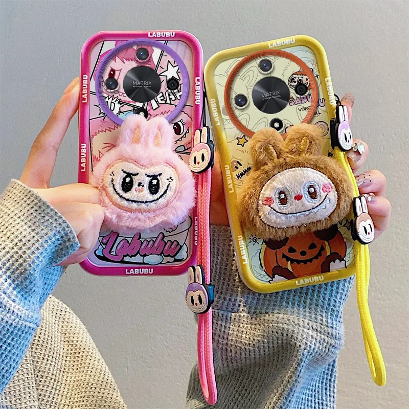 3D мультфильм прекрасный плюшевый чехол с подвеской в виде веревки Labubu аксессуары