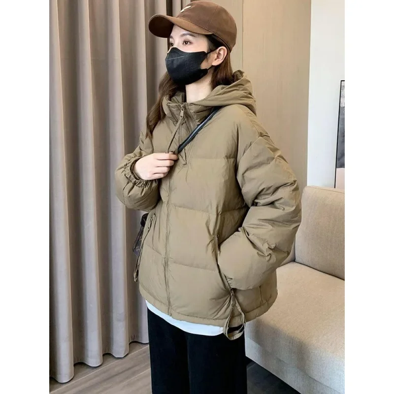 Модное корейское пуховое хлопковое пальто с капюшоном женское зимнее 2024 Новое
