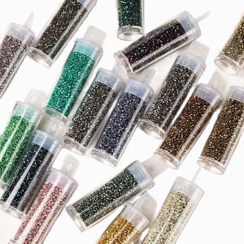 

Miyuki Delica Glass Beads 2mm 1200pcs/Tube 10Grams Metallic Gold Silver Earring Making Supplies Retro Style Japanese Seedbeads