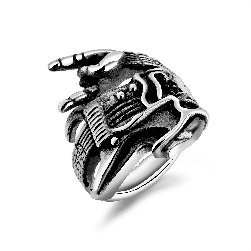 

2023European and American retro punk ring men Skull devil ring guitar ring wholesale 1$ free postage luxury jewelry Men's neckla