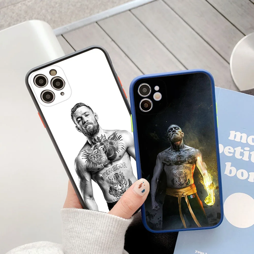 Матовый чехол для телефона iphone 14 15 Pro XS Max 13 8 7 6S 12 11 XR X SE полупрозрачный Conor Mcgregor
