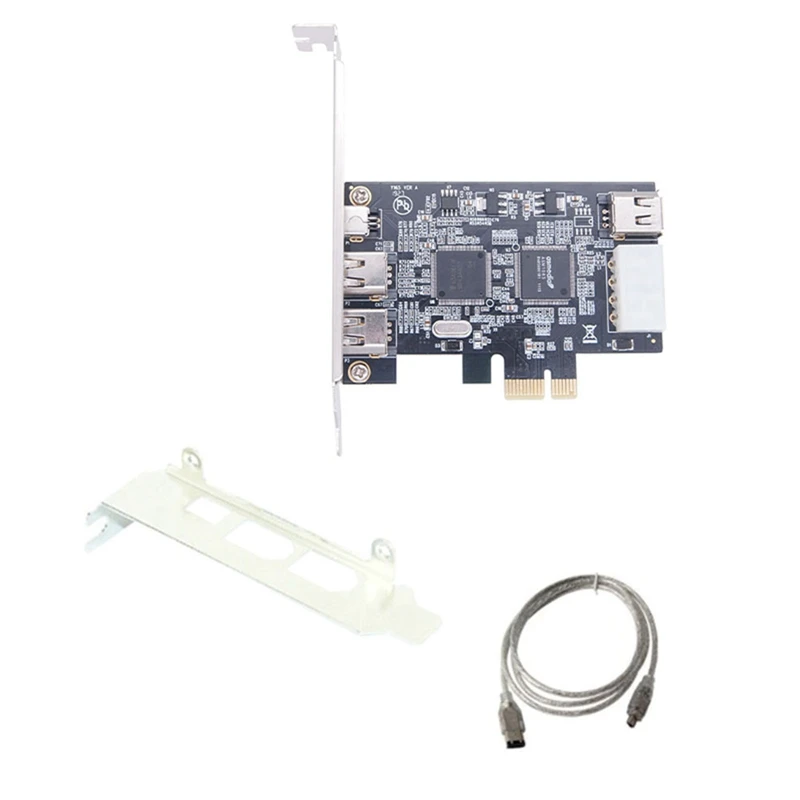 PCI-E 1X IEEE 1394A 4-портовый (3+1) Адаптер для карты Firewire 1394 A Pcie PC + металлическая карта