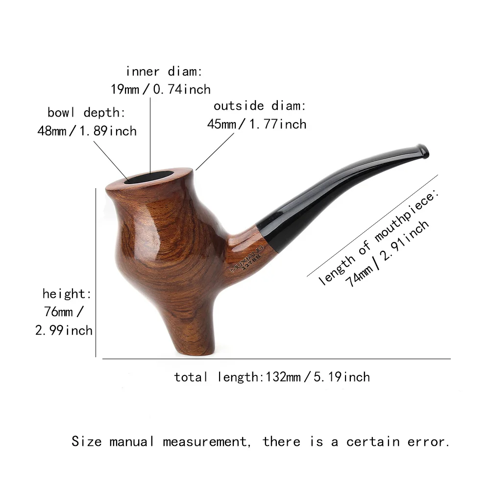 

MUXIANG rosewood tobacco pipe smoking pipe men's gift 3mm filter bowl diameter 20mm bowl depth 40mm imported sandalwood pipe