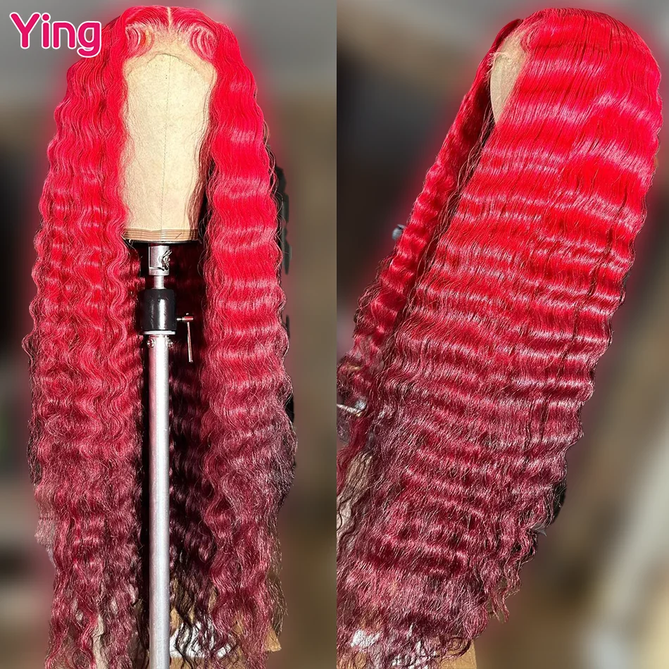 

Ying 34 Inch 200% Red Color Omber Deep Wave 13x6 Lace Front Wig 5x5 Lace Wig Remy 13x4 Lace Front Wig PrePlucked With Baby Hair