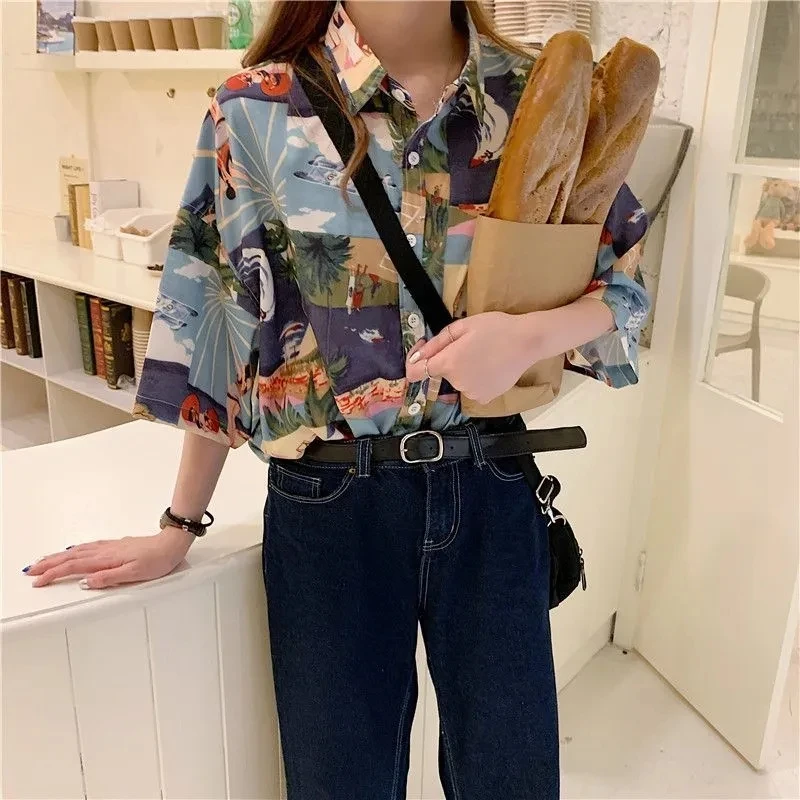 

Print Short Sleeve T-Shirt Knitting Elegant Design Beautiful Woman Blouse Korean Fashion Beach Loose Casual 2022 New Summer Top