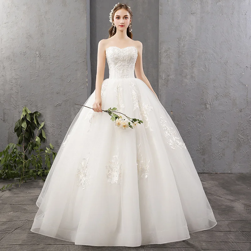 

Light Wedding Dress Bride Strapless, Floor Length Pregnant Women Mori Dreamlike French Simplicity